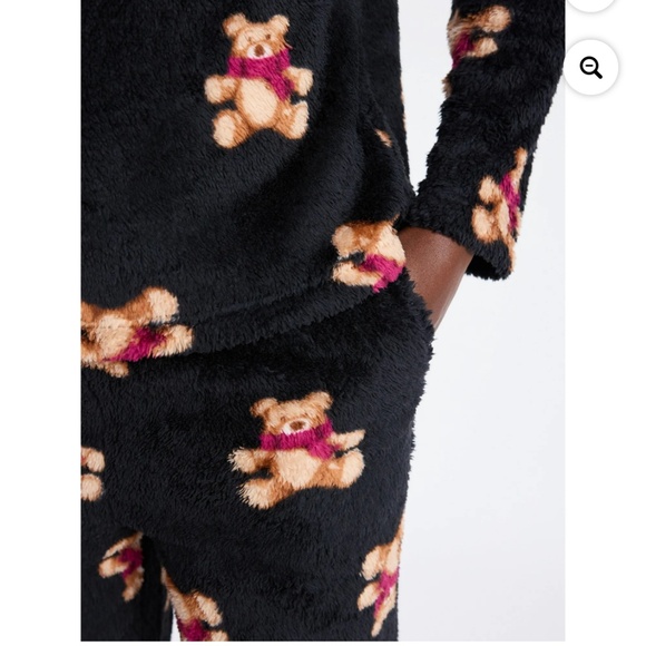 Joyspun Women’s Black Plush Long SleeveTeddy Bear 2 PC Pajama Set Size XL NWT - Picture 5 of 6